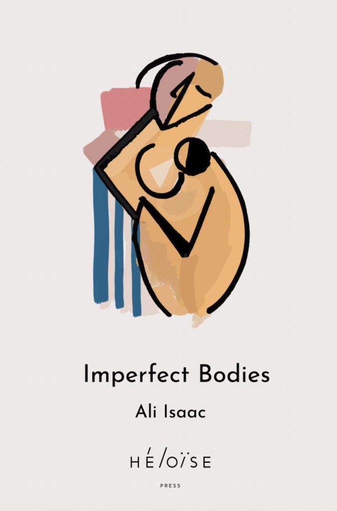 Cream background with cubist style image of woman's body with title, author and publisher printed beneath.